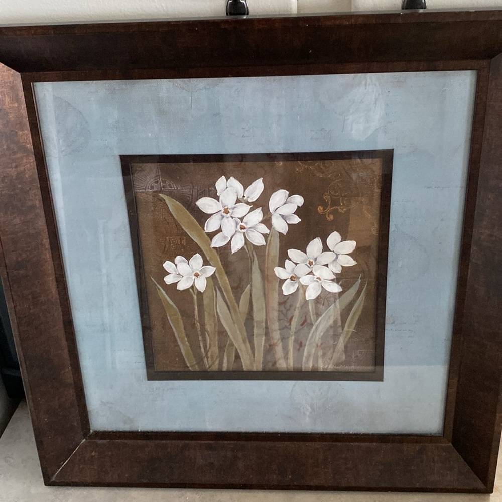 Floral Art in Brown Frame